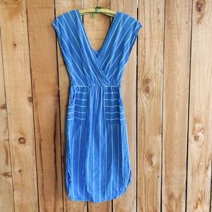 Blue and white striped sundress